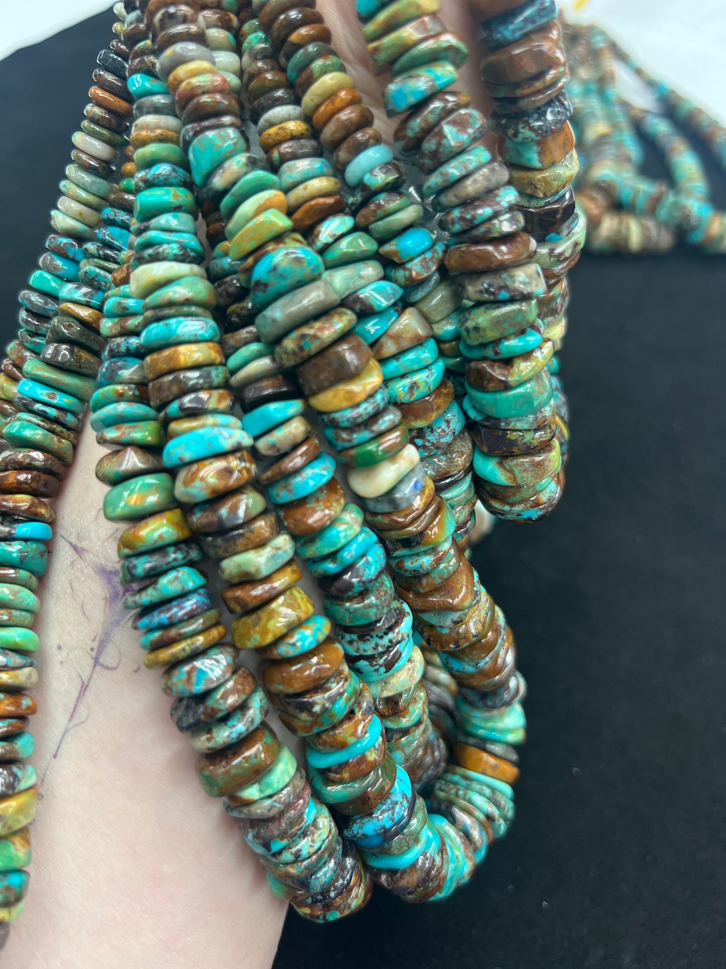 Natural Turquoise Graduated Heishi Chips 8-18mm