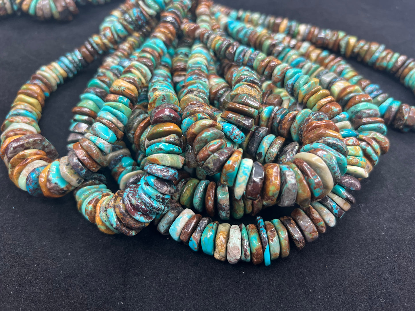 Natural Turquoise Graduated Heishi Chips 8-18mm