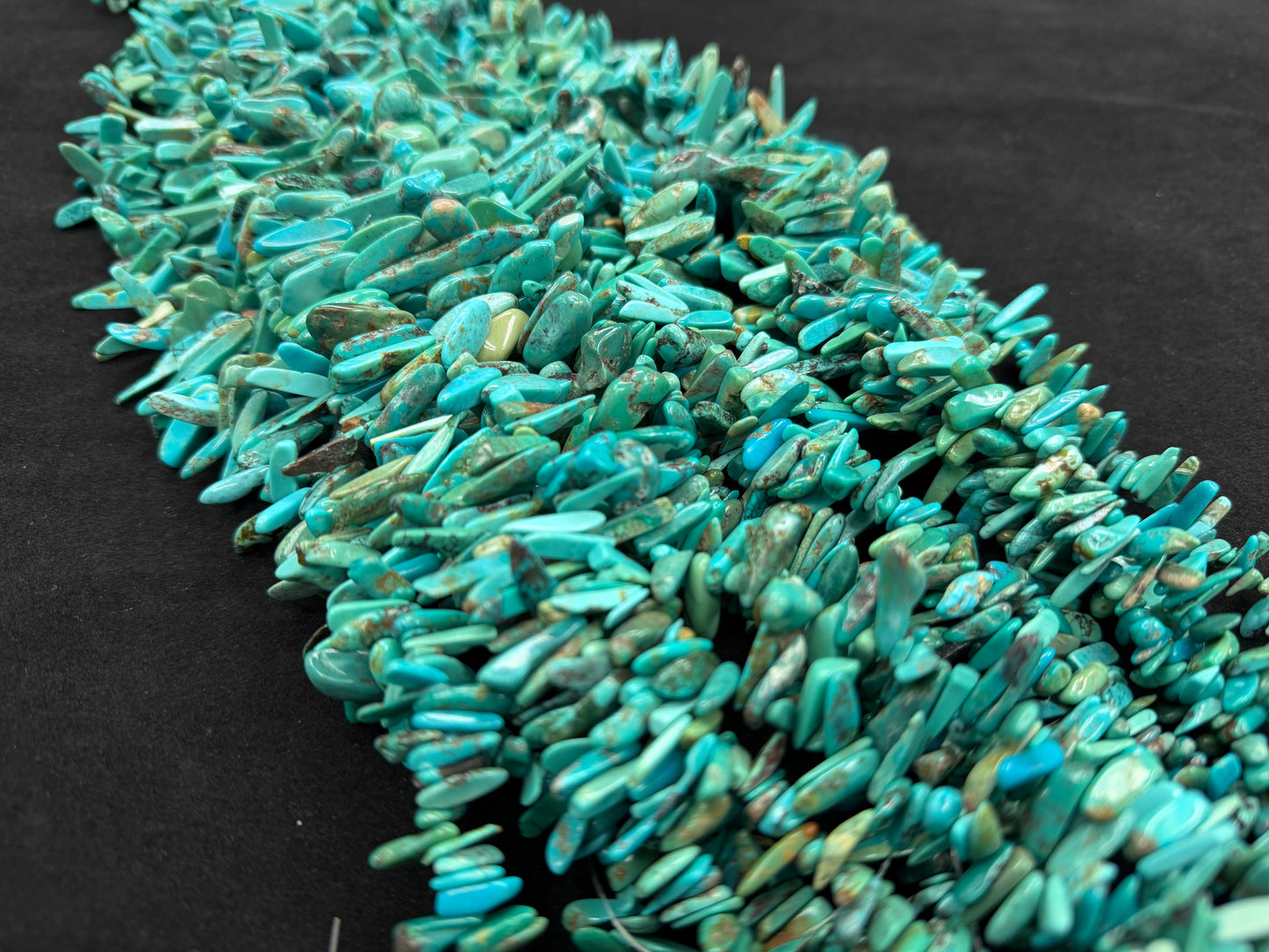 Turquoise Irregular Long Chips Strand (Top Drilled)