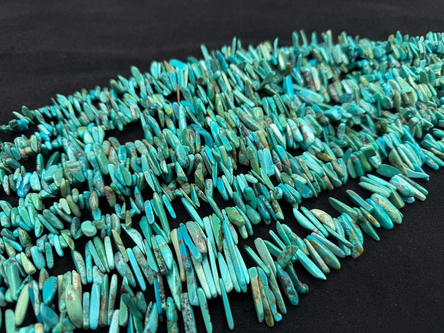 Turquoise Irregular Long Chips Strand (Top Drilled)