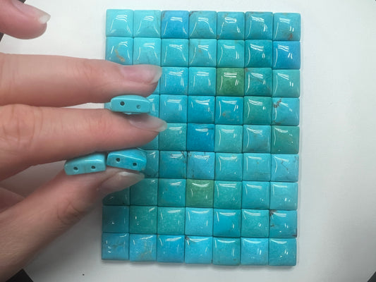 Turquoise Square Domed Loose Piece (2 Holes)