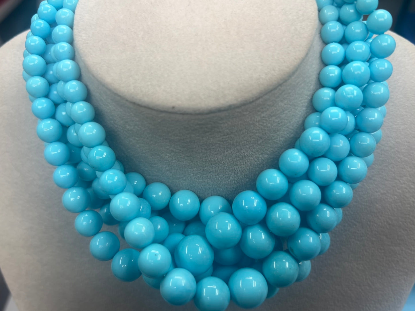 (Top+) Natural Turquoise Round Beads Graduated 6-14mm