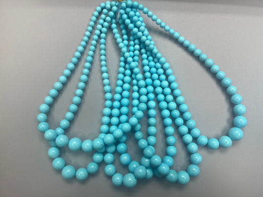 (Top+) Natural Turquoise Round Beads Graduated 6-14mm
