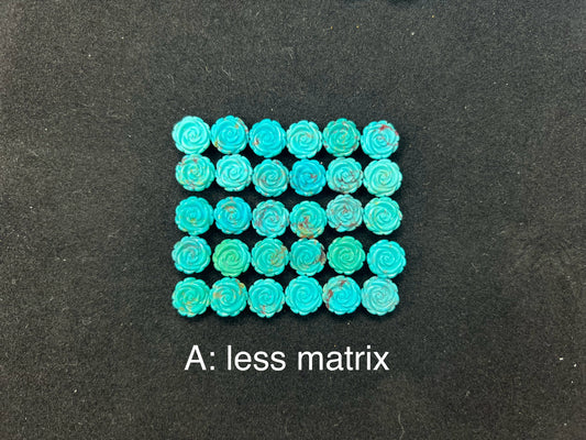Turquoise Rose Loose Piece 10mm (Back Half Drilled)