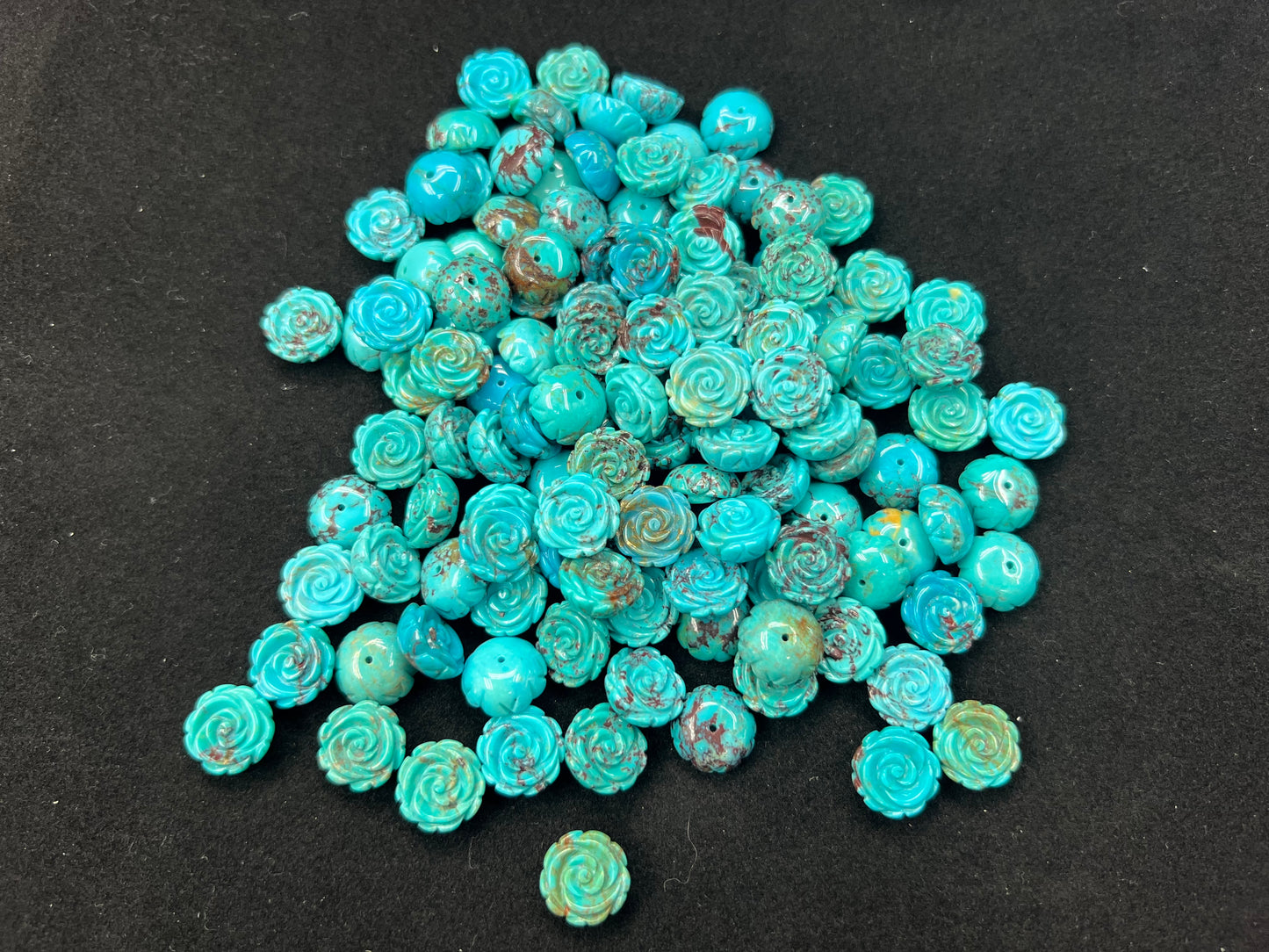Turquoise Rose Loose Piece 12mm (Back Half Drilled)
