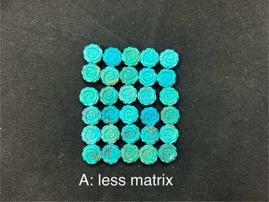 Turquoise Rose Loose Piece 12mm (Back Half Drilled)