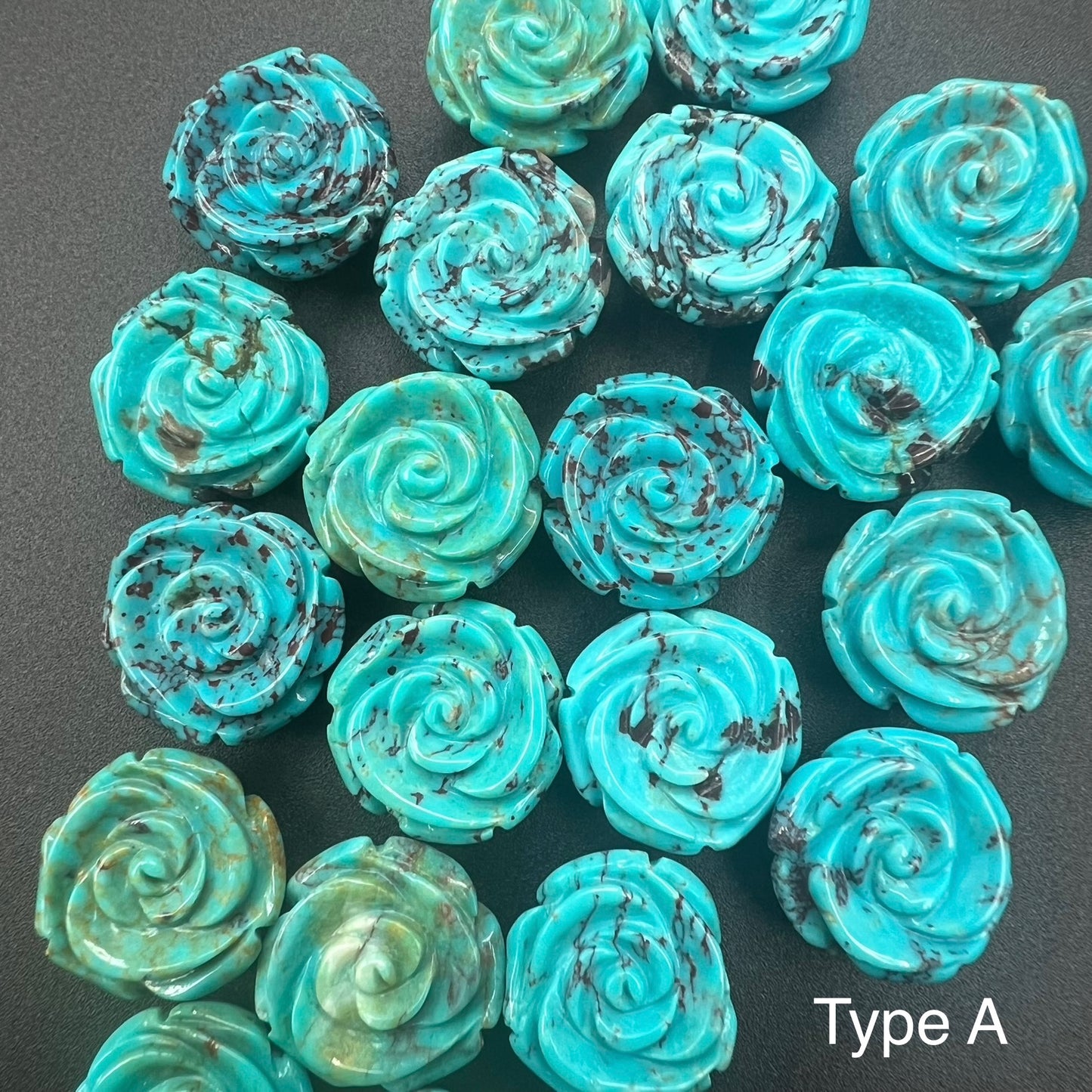 Turquoise Rose Loose Piece 15mm (Back Half Drilled)