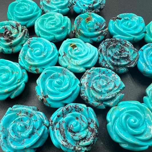 Turquoise Rose Loose Piece 18mm (Top Half Drilled)