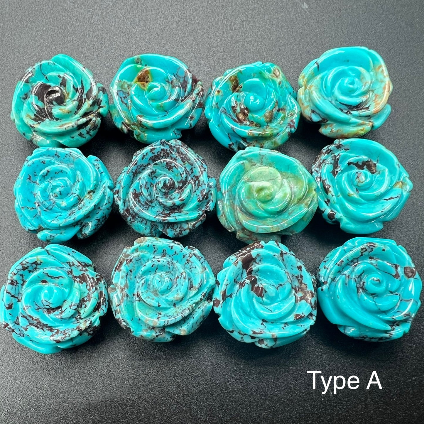 Turquoise Rose Loose Piece 18mm (Top Half Drilled)