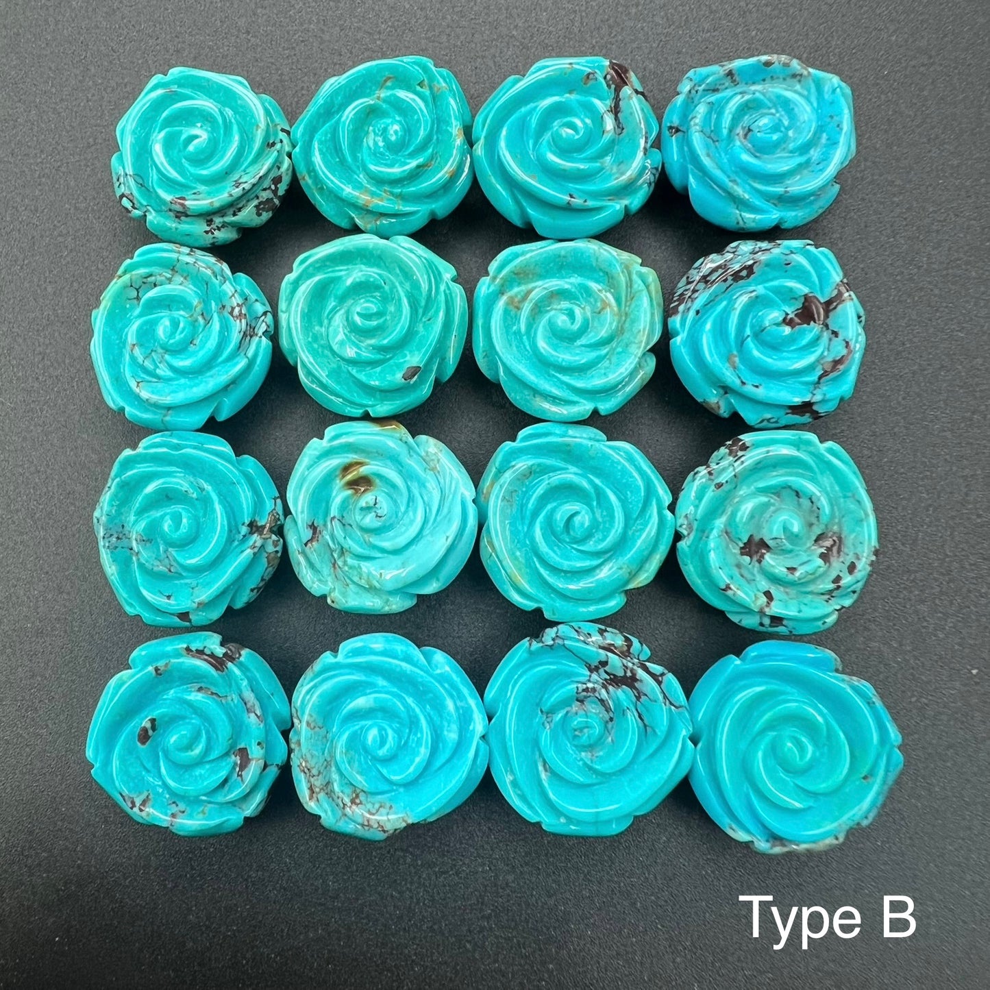 Turquoise Rose Loose Piece 18mm (Top Half Drilled)