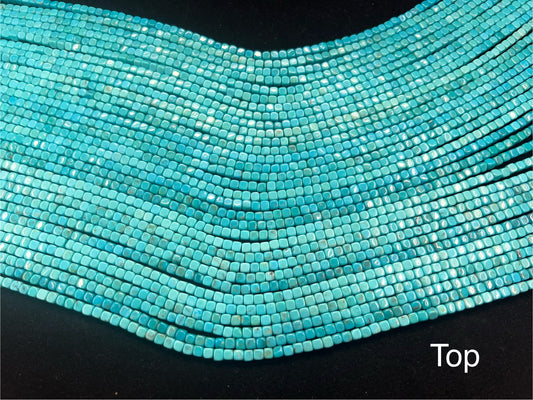 Natural Turquoise Square Cube Bead 4mm
