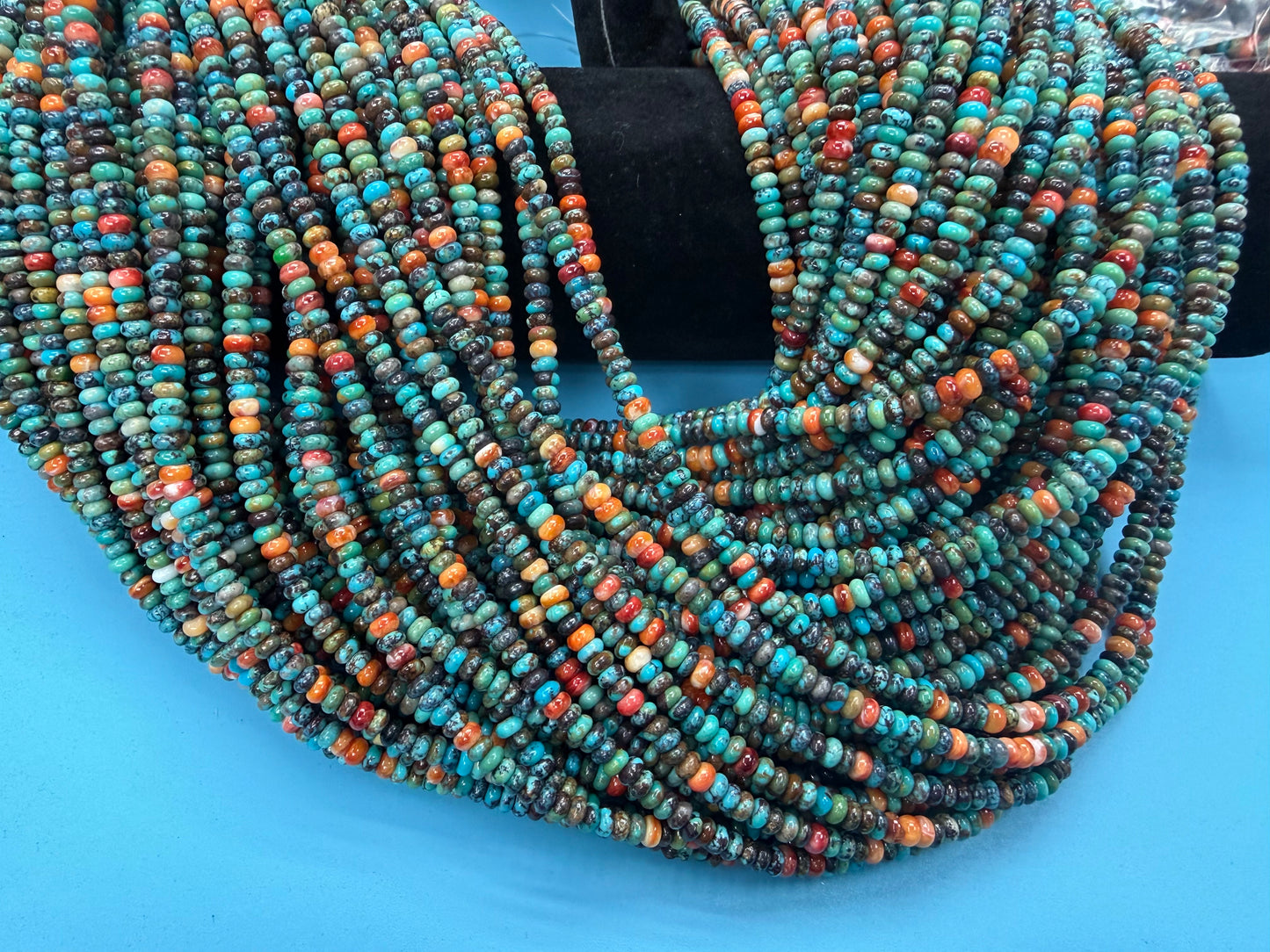 Turquoise / Spiny Oyster Roundelle Beads 4mm