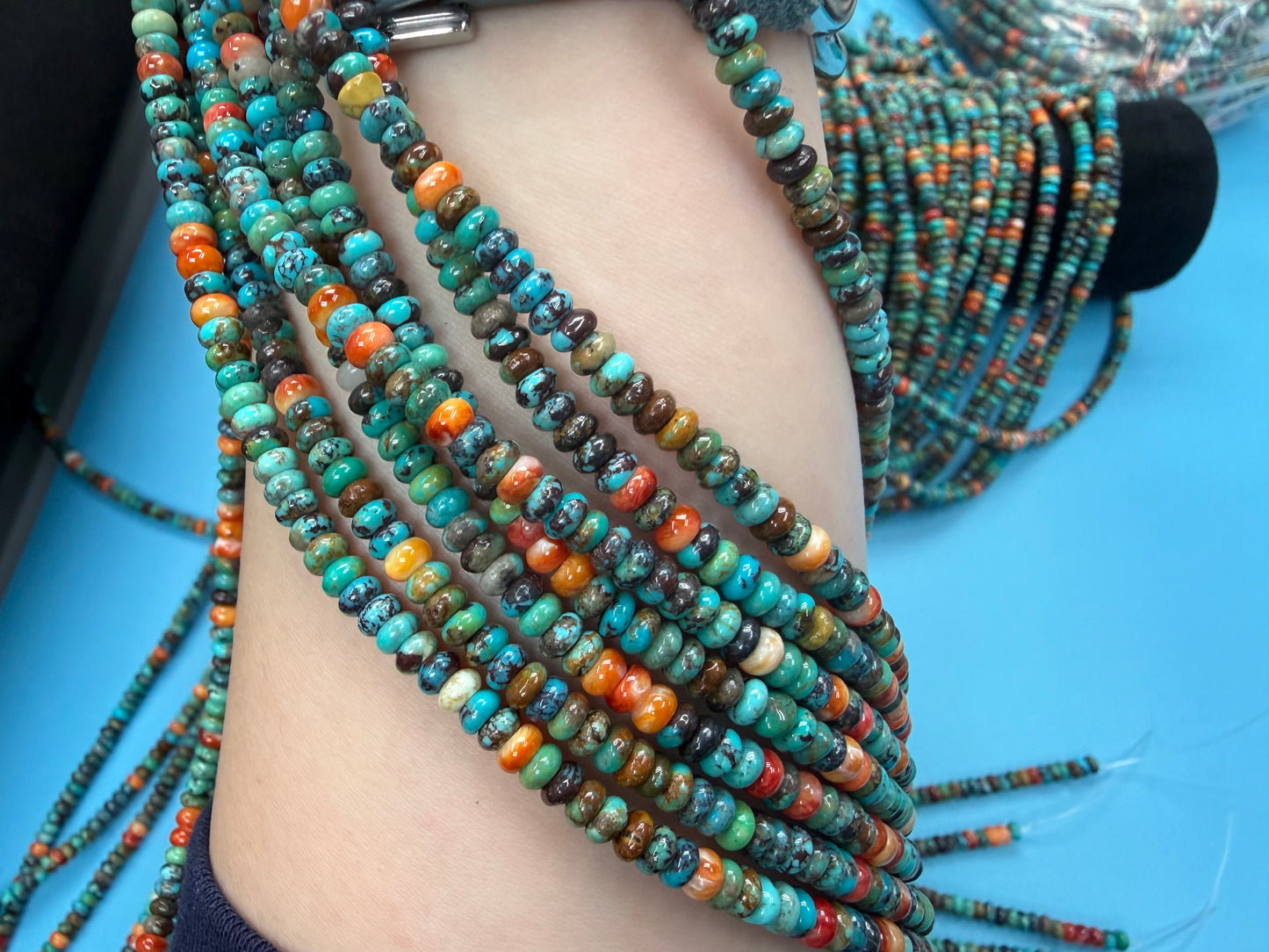 Turquoise / Spiny Oyster Roundelle Beads 4mm