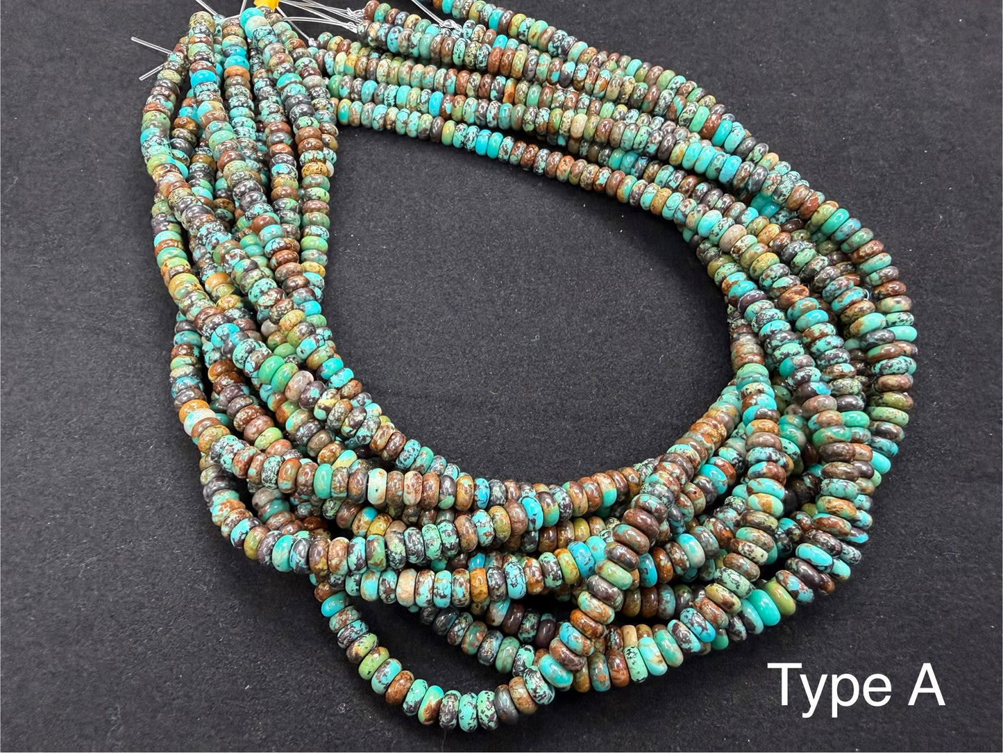 Natural Turquoise Rondel Bead 6mm