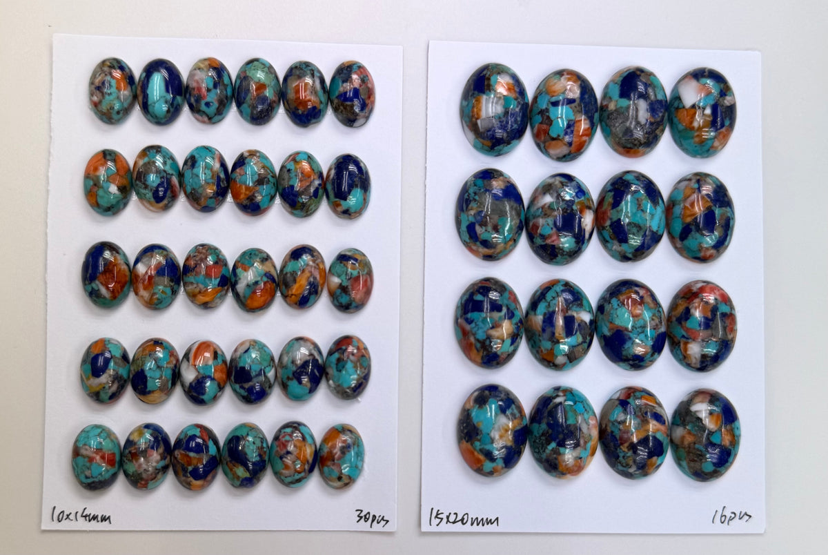 Natural Turquoise Mix Spiny Oyster Mix Lapis Oval Cab 10x14mm 15x20mm
