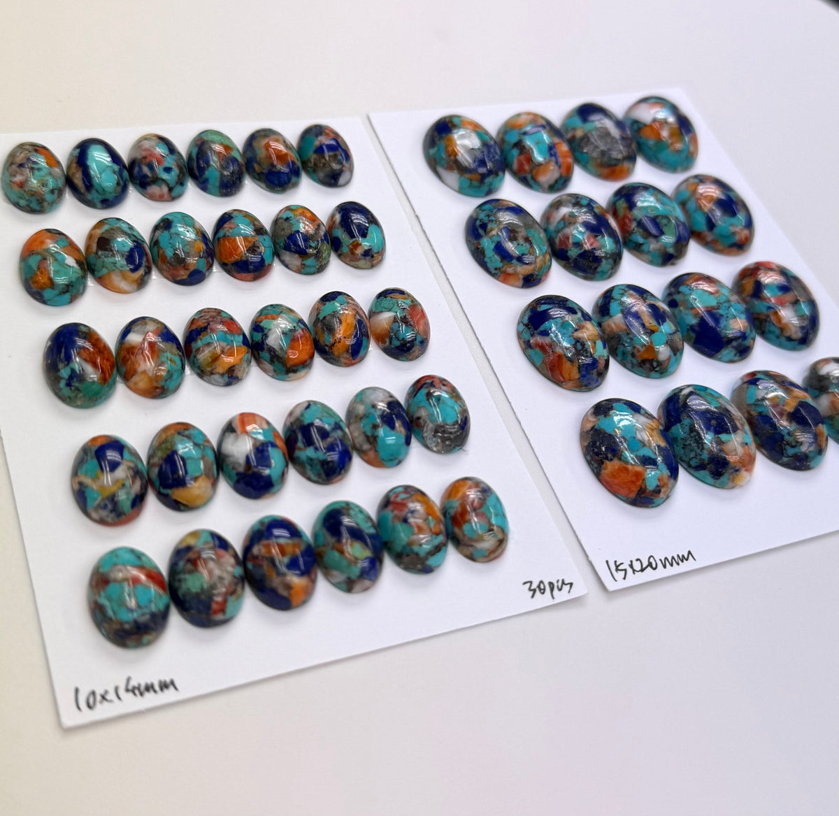 Natural Turquoise Mix Spiny Oyster Mix Lapis Oval Cab 10x14mm 15x20mm