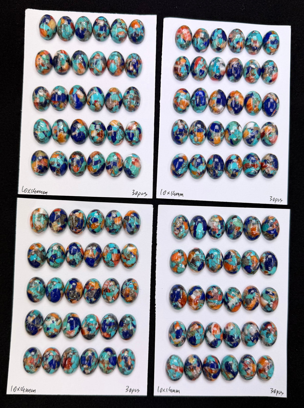 Natural Turquoise Mix Spiny Oyster Mix Lapis Oval Cab 10x14mm 15x20mm