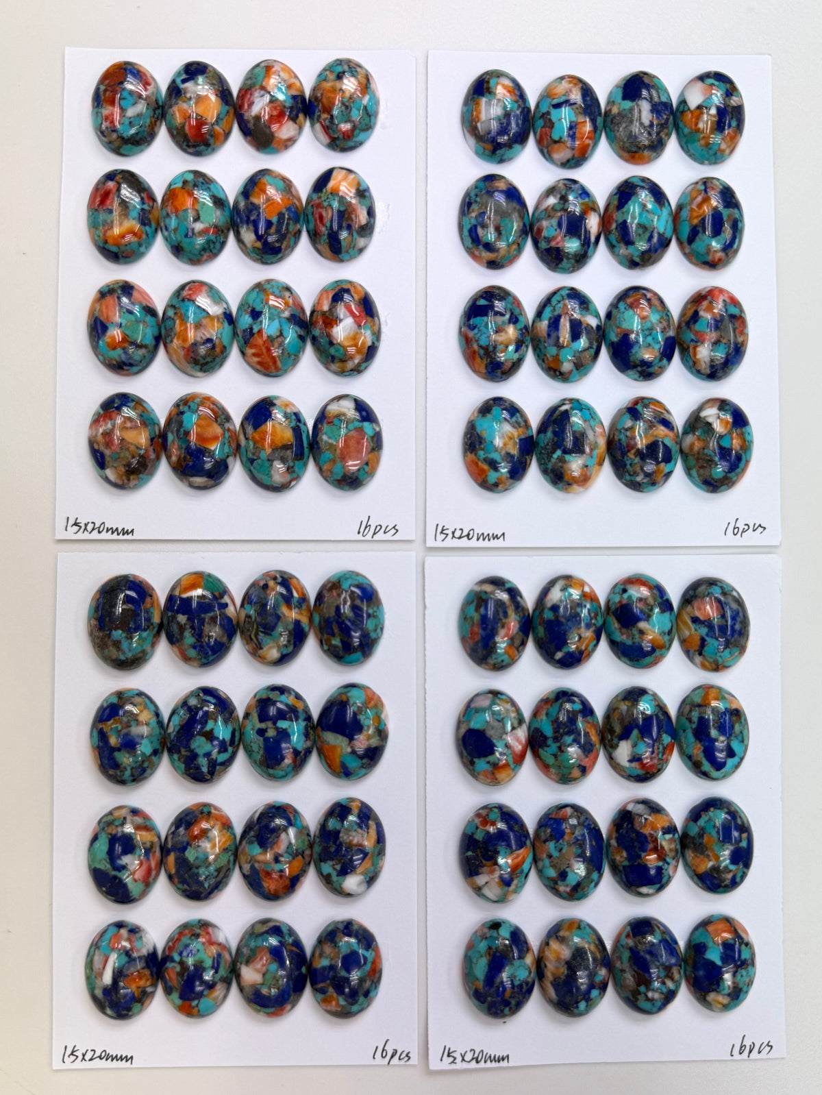 Natural Turquoise Mix Spiny Oyster Mix Lapis Oval Cab 10x14mm 15x20mm