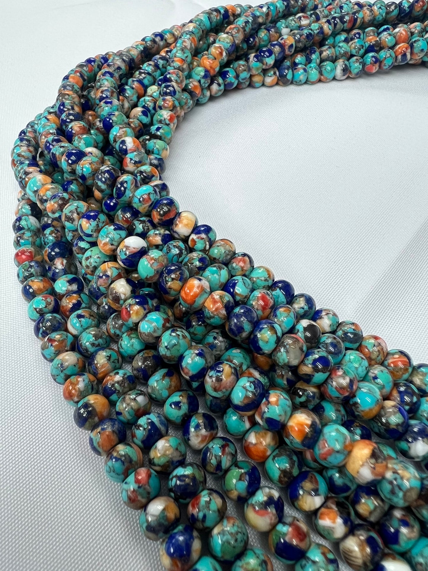 Turquoise x Spiny Oyster x Lapis Rondelle Beads 6mm 8mm