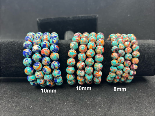 Turquoise x Spiny Oyster Shell Bracelet Round Beads 10mm