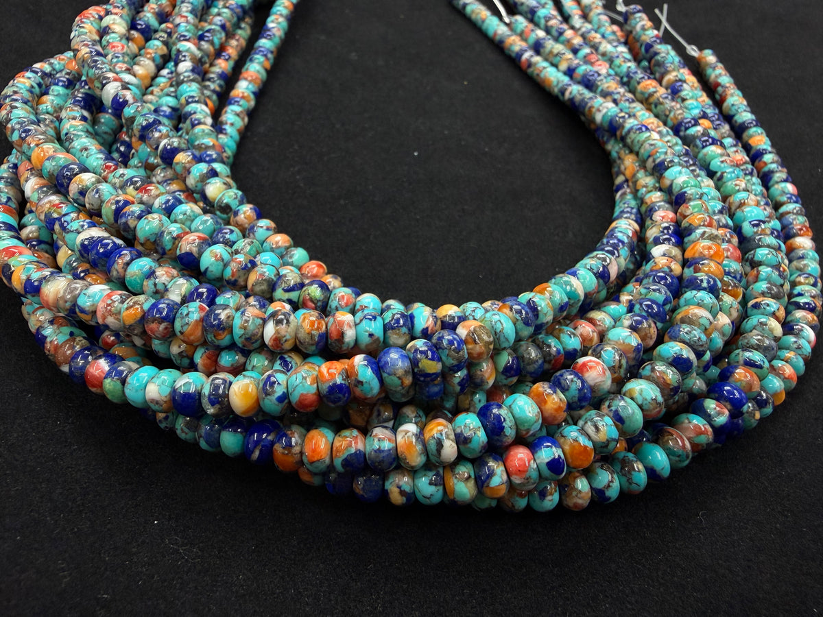 Turquoise x Lapis x Spiny Oyster Rondelle Beads 6mm