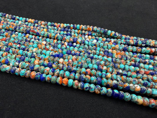 Turquoise x Lapis x Spiny Oyster Rondelle Beads 6mm