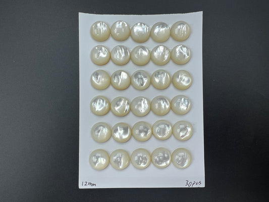 White Mother Of Pearl Round Cab 12mm