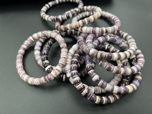 Wampum Cylinder Beads Bracelet 7x8mm