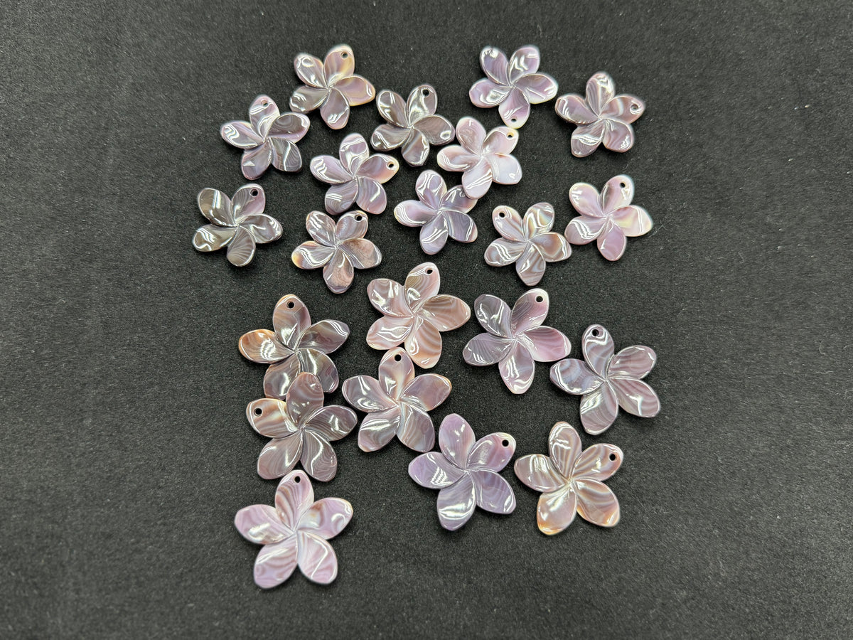 Natural Wampum Flower Top Drilled 24mm 30mm