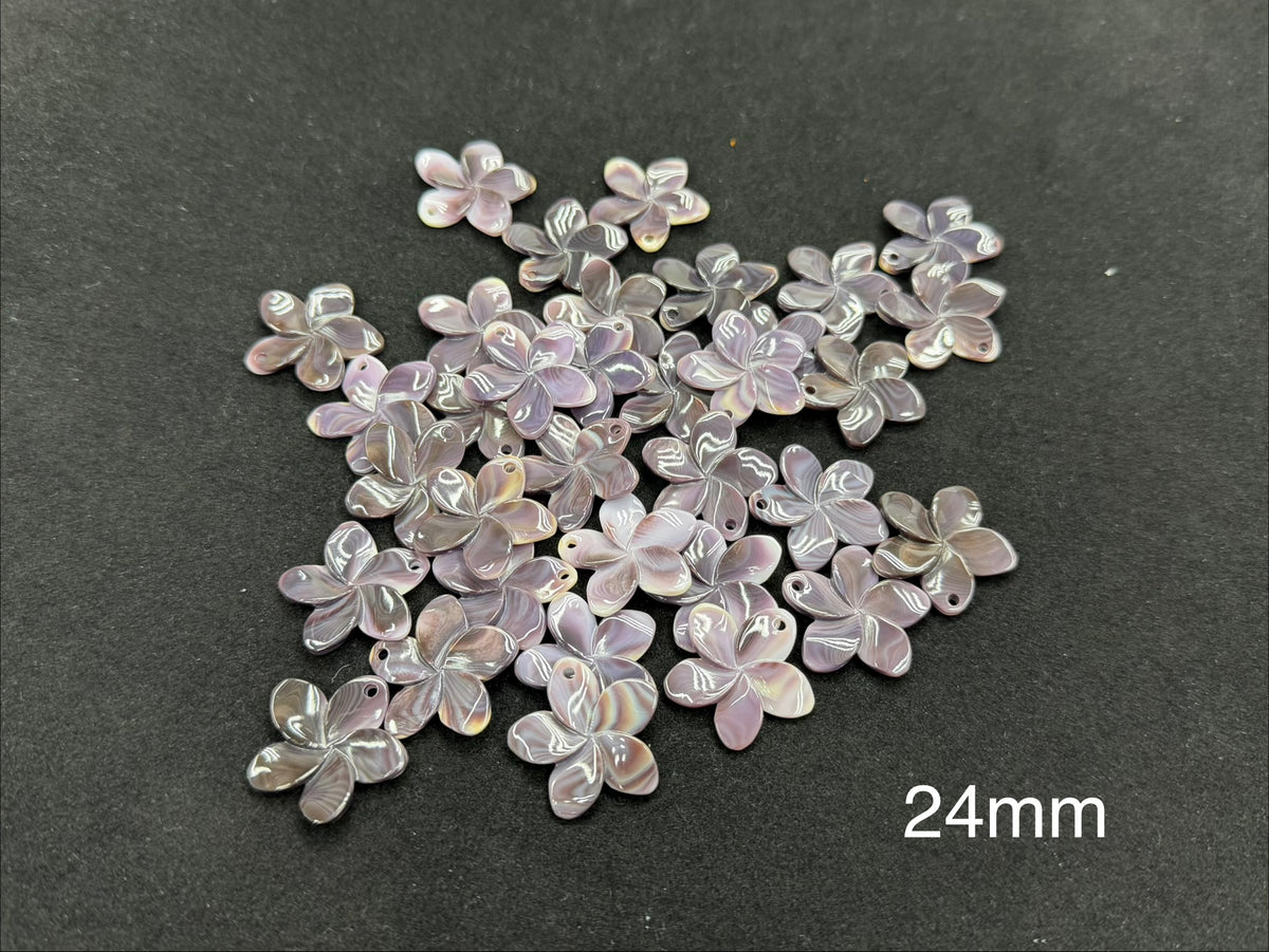 Natural Wampum Flower Top Drilled 24mm 30mm