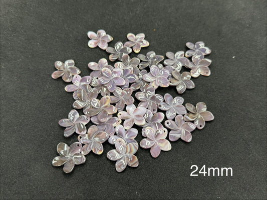 Natural Wampum Flower Top Drilled 24mm 30mm