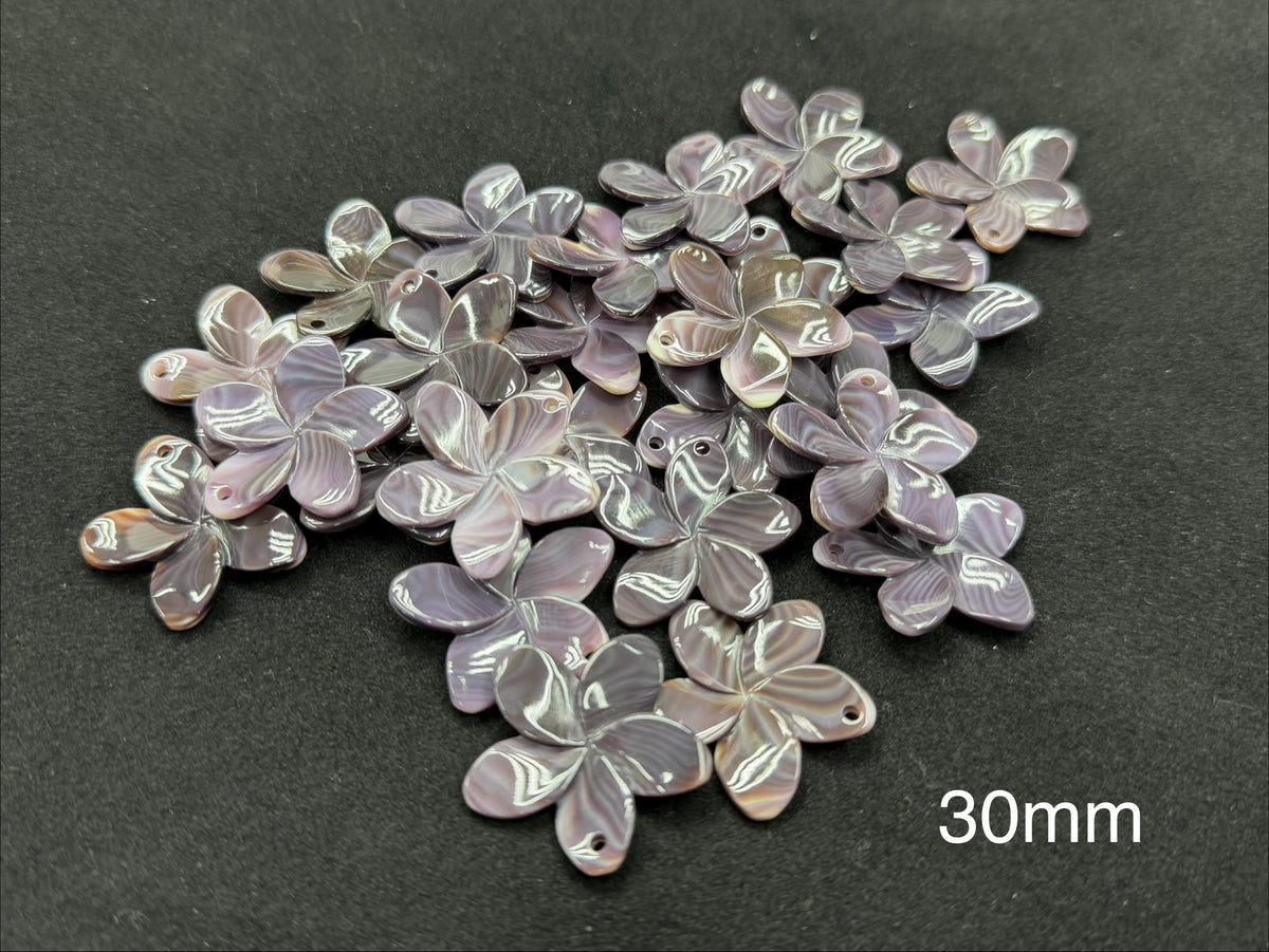 Natural Wampum Flower Top Drilled 24mm 30mm