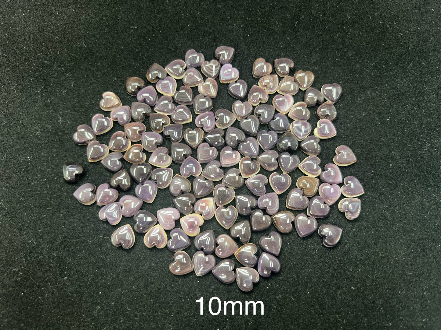 Natural Wampum Heart Cab 8mm 10mm