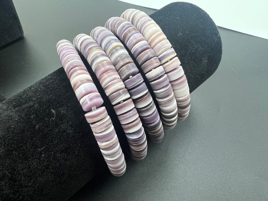(Matt) Wampum Heishi Beads Bracelet 8x3.5mm