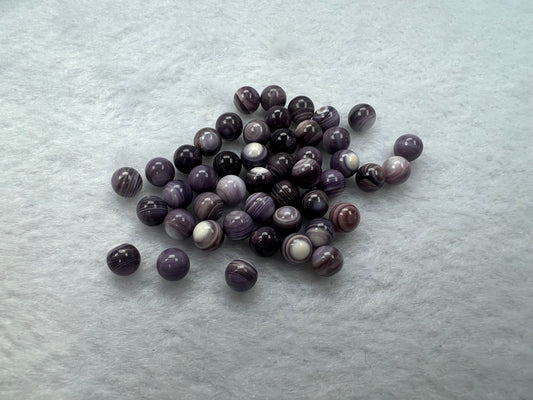 Natural Wampum Purple Round Bead Loose Piece 5mm (No Hole)