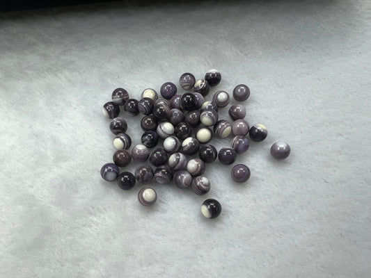 Natural Wampum Purple Round Bead Loose Piece 6mm (No Hole)