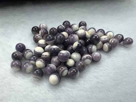 Natural Wampum Purple Round Bead Loose Piece 7mm (No Hole)