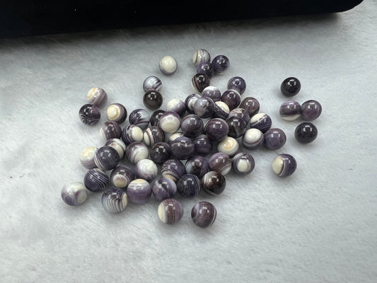 Natural Wampum Purple Round Bead Loose Piece 8mm (No Hole)