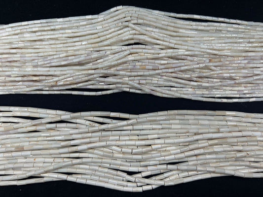 Beige Color Wampum Tube Beads 3x5mm - 4x8mm