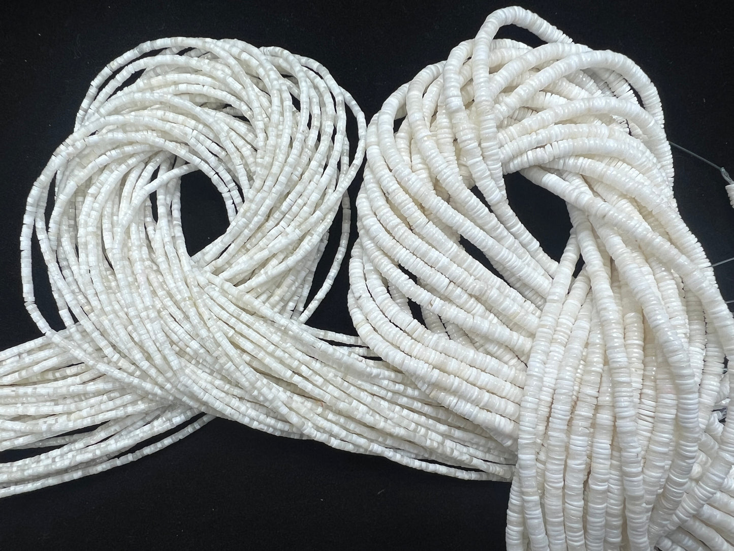 White Wampum Heishi Beads 2mm 4mm