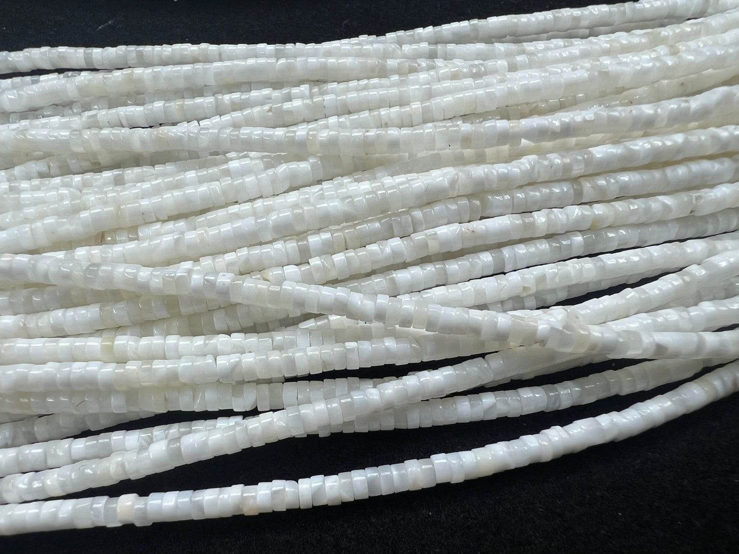 White Wampum Heishi Beads 2mm 4mm