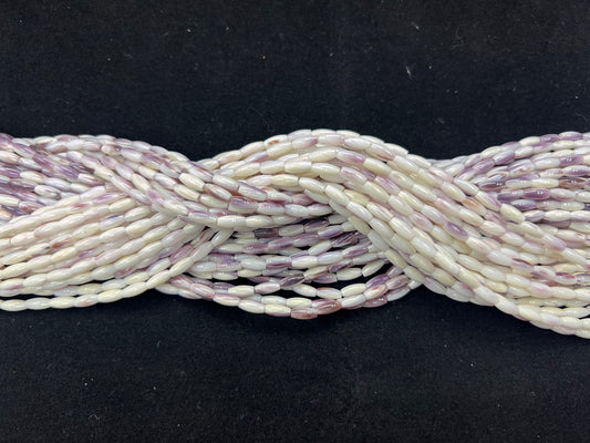 White Wampum Olive Beads 4x9mm