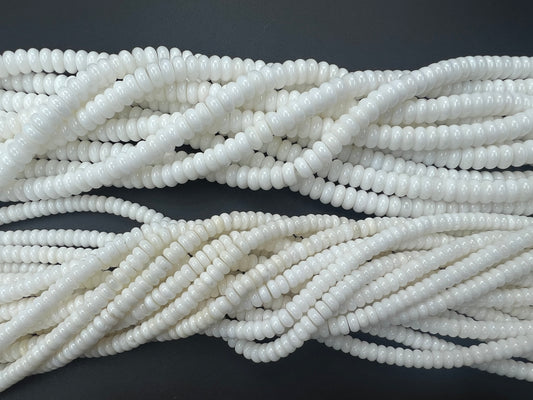 White Wampum Shell Rondelle Strand 6mm 8mm