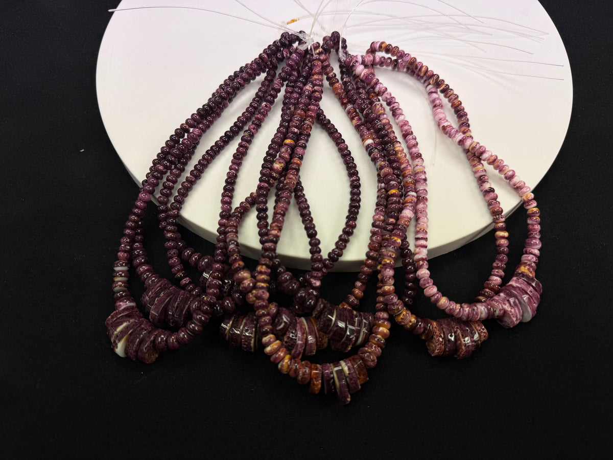 Spiny Oyster Graduated Rondelle Necklace 6-10mm (16")