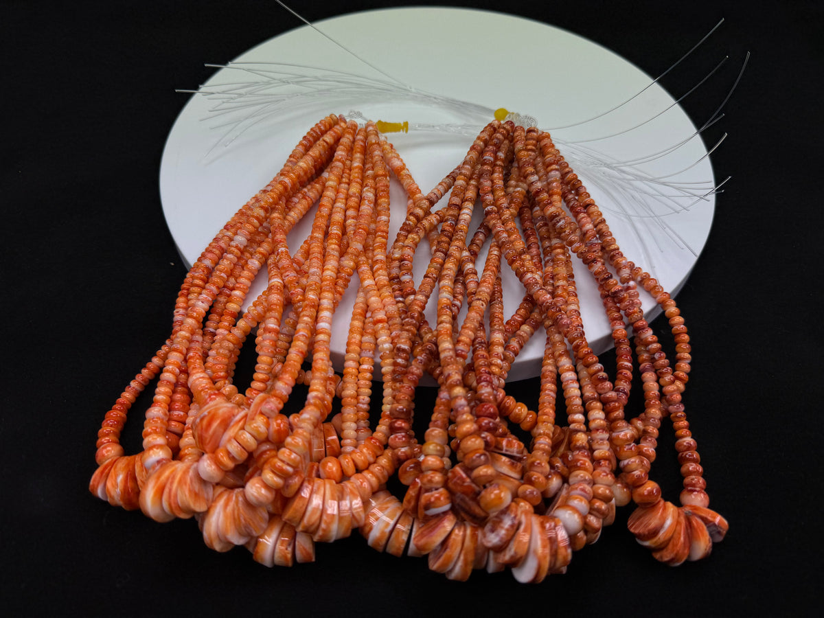 Spiny Oyster Graduated Rondelle Necklace 6-10mm (16")