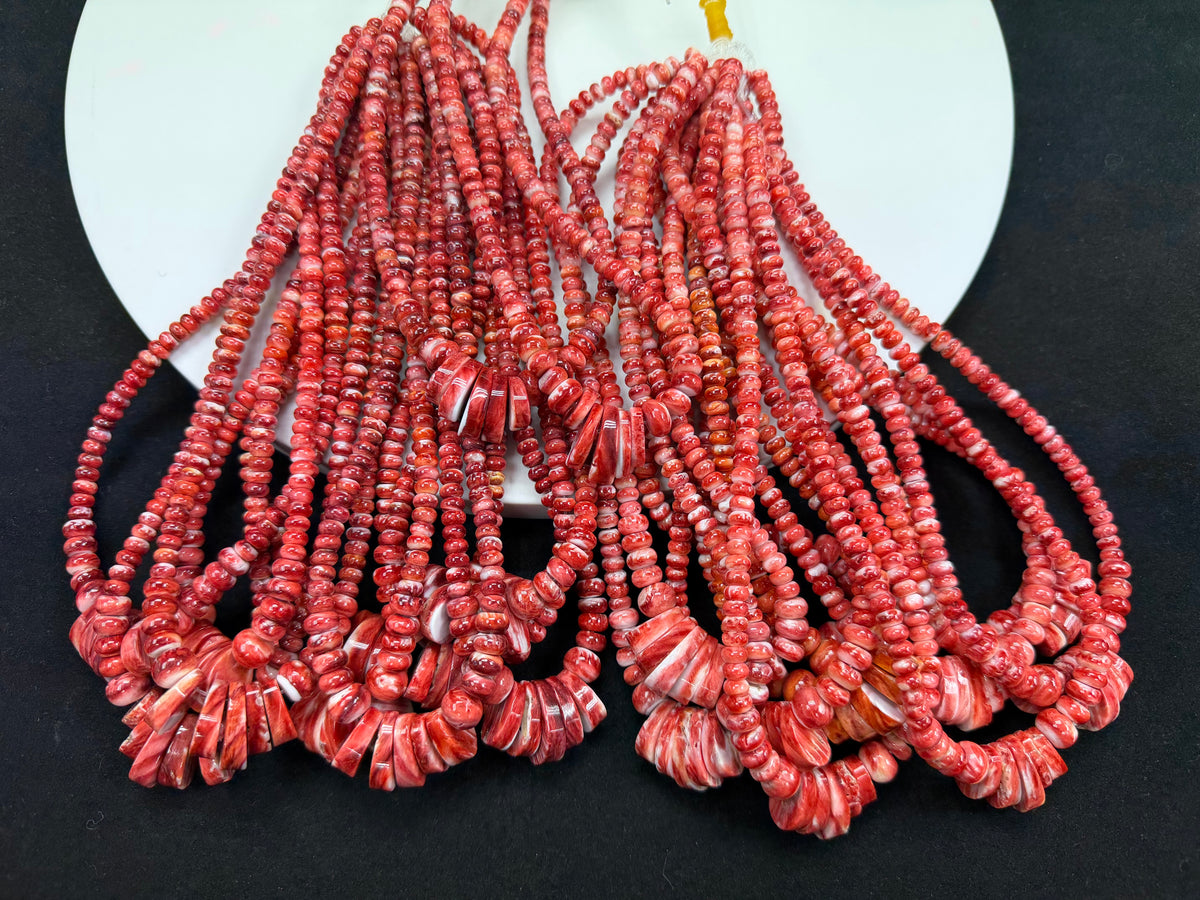 Spiny Oyster Graduated Rondelle Necklace 6-10mm (16")