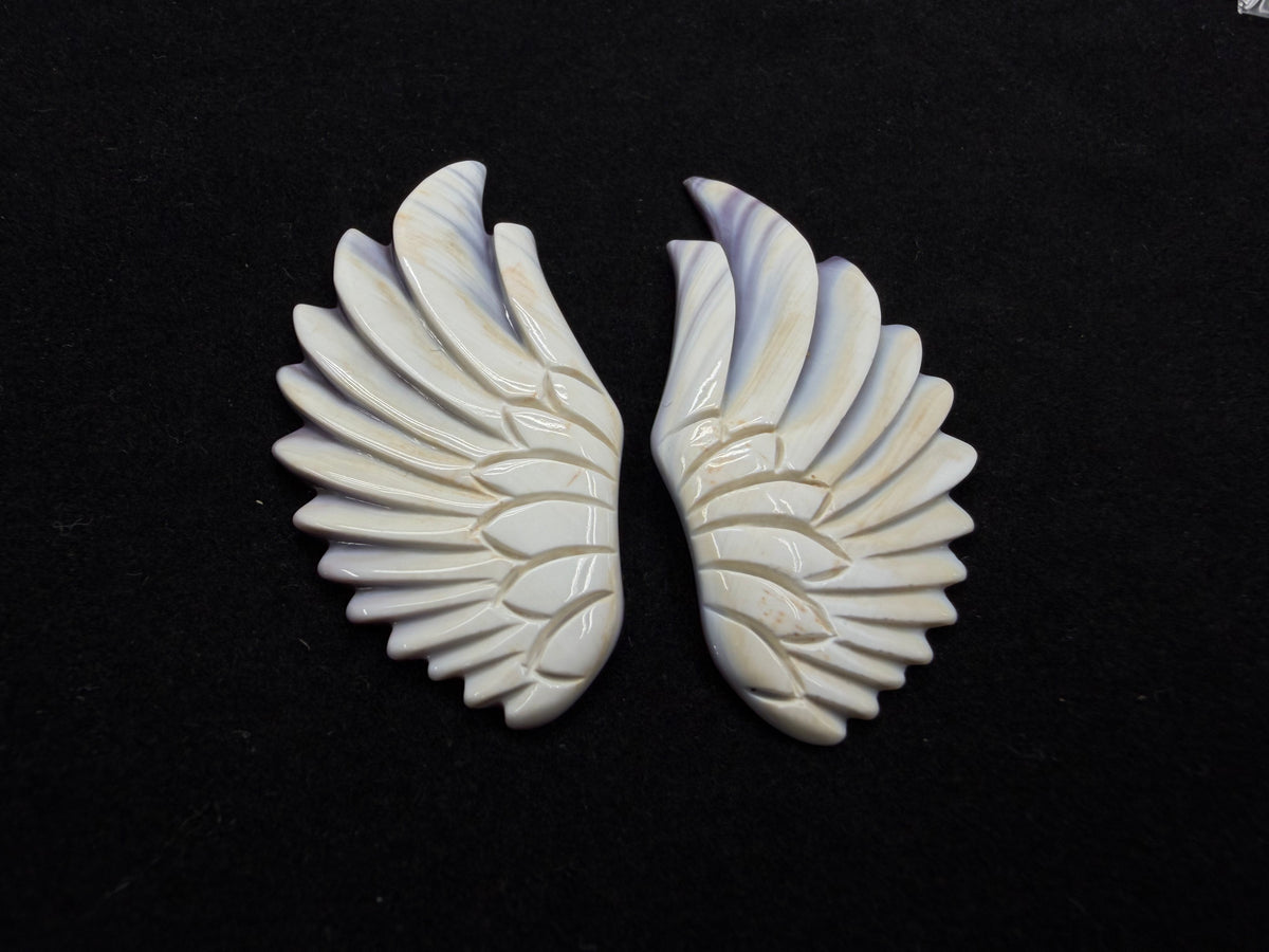 Natural Wampum Quahog Shell Loose Piece Feather 24x53mm