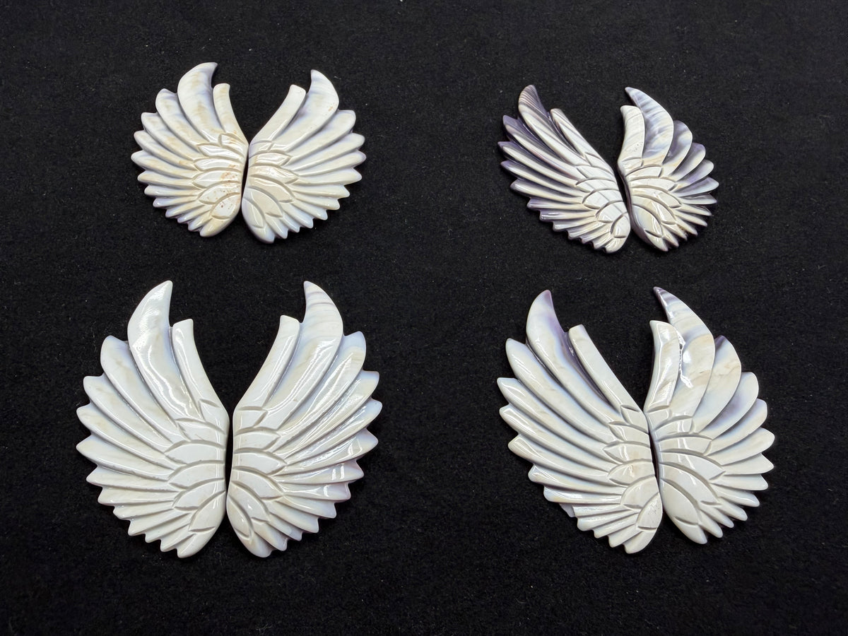 Natural Wampum Quahog Shell Loose Piece Feather 24x53mm