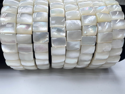 White Mother Of Pearl Rectangle Bracelet 7x9mm