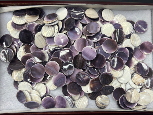 (Wholesale) Natural Wampum Round Shape Loose Piece 25mm